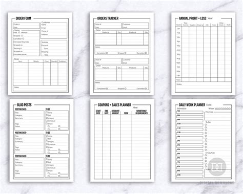 printable business planner pages printable templates
