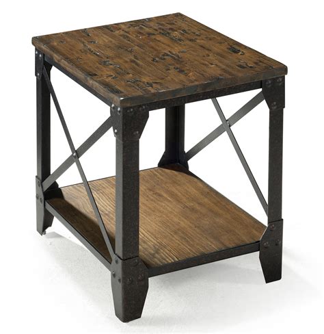 magnussen home pinebrook small rectangular  table  rustic iron