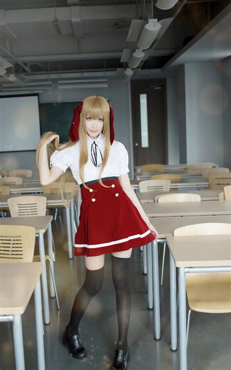 Wallpaper Women Cosplay Blonde Long Hair Anime Green Eyes Thigh