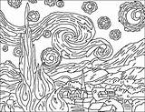 Gogh Starry Colorare Vincent Bambini Notte Stellata Quadri Munch Noite Estrelada Scream Sketchite Famosi Bambino Gessetto Arti Grano Forumcommunity Colouring sketch template