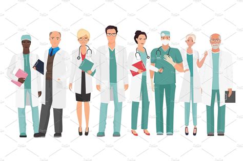 hospital medical staff team set medical vector pattern teams