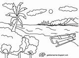 Pemandangan Pantai Mewarnai Sketsa Diwarnai Belajar Bagus Indah Kelas Baru Gambarbagus Tk Warnai sketch template