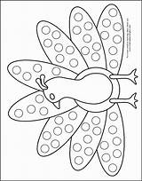 Dot Coloring Do Pages Marker Turkey Printables Peacock Dots Printable Painting Kindergarten Kids Templates Sheets Animal Template Pdf Para Print sketch template