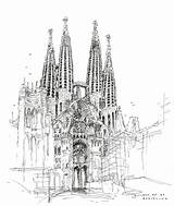 Sagrada Gaudi Croquis Drawings Sketches Sagrado Barcelone Ciudades Arquitectura sketch template