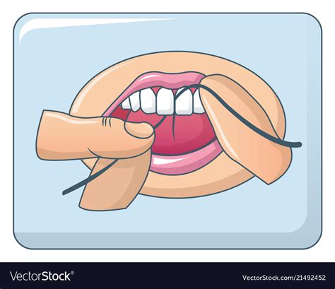 dental floss in mouth concept background cartoon vector image