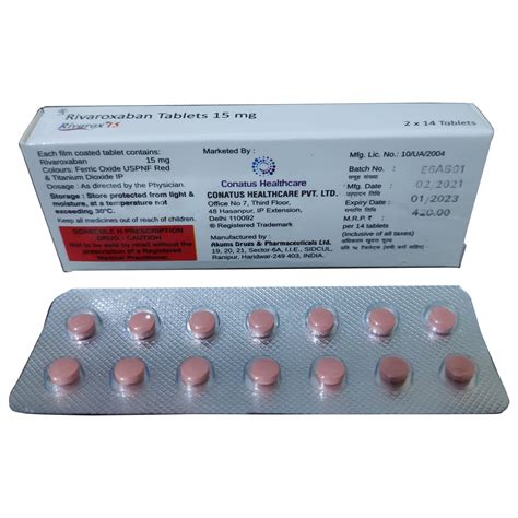 mg rivaroxaban tablet  rs strip blood thinner  conatus healthcare