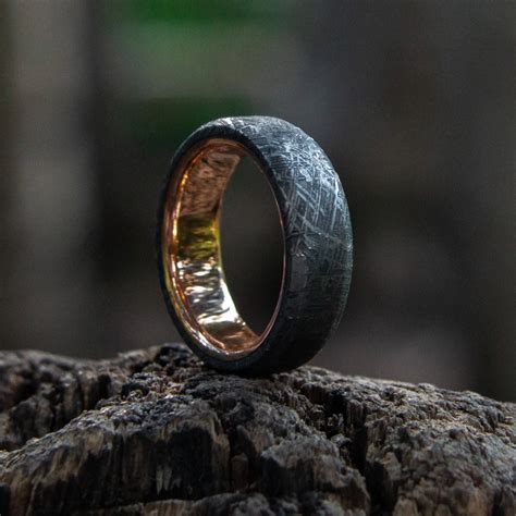 meteorite ring  real gold liner patrick adair designs