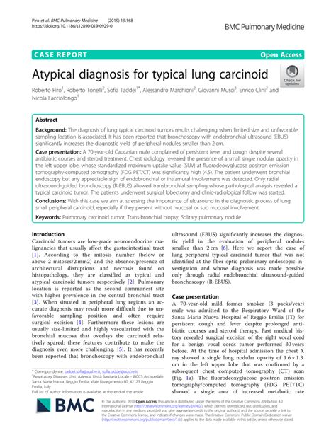 Pdf Atypical Diagnosis For Typical Lung Carcinoid