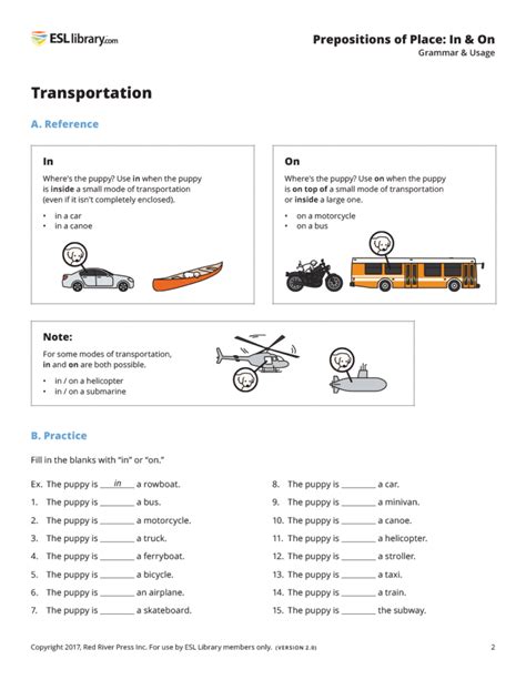 transportation prepositions   esl library blog