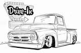 Ford Car Coloring Trucks Drawings Drawing Lowrider Truck Pages Cars 1956 Cool Old Custom Pickup Rod Nathan Miller Hot Line sketch template