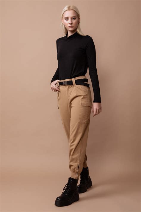 pantalon cargo mujer pockets pantalones al por mayor size  color negro
