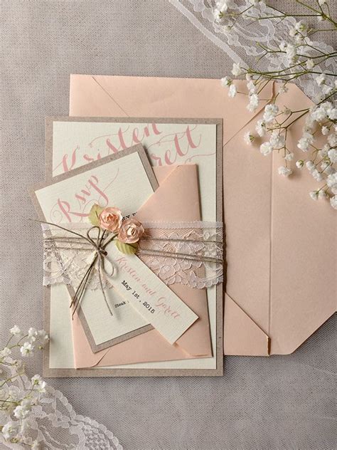 mod finds rustic chic wedding invitations modwedding peach wedding