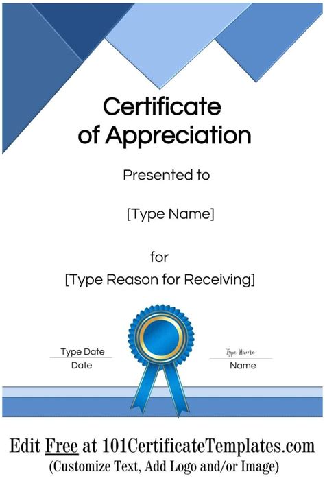 certificate  appreciation  type
