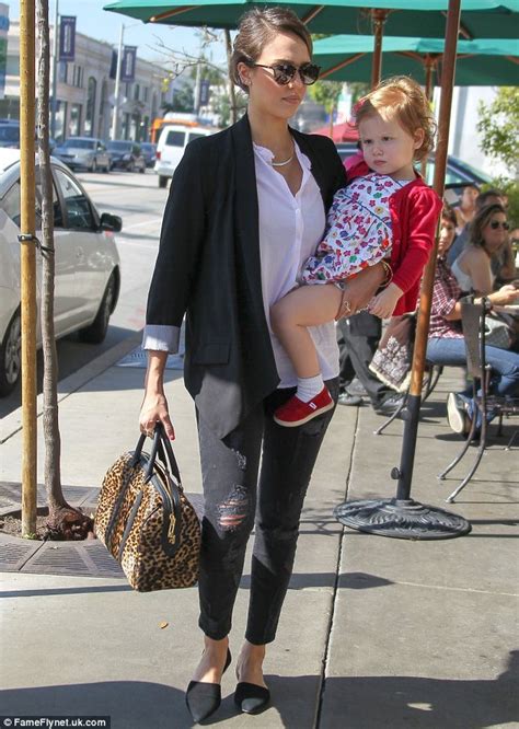 jessica alba enjoys lunch date with daughter haven two who dressed in red for the special day