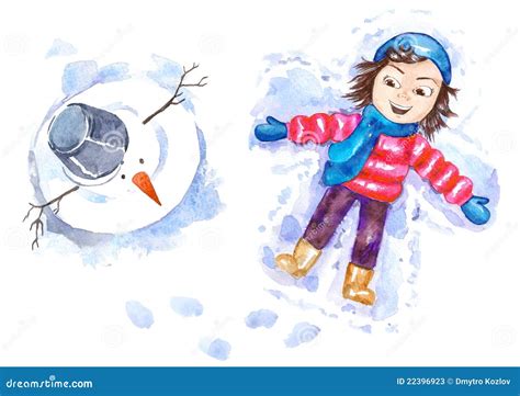 de engel van de sneeuw stock illustratie illustration  buiten