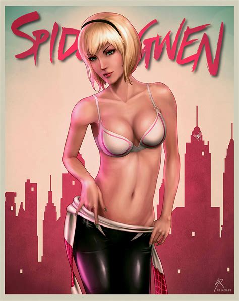 Marvel Pinups Spider Gwen By Raikoart On Deviantart