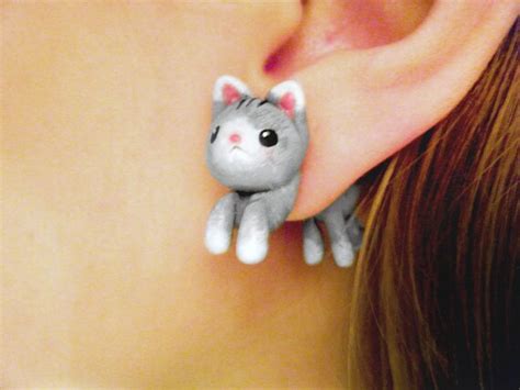 Items Similar To Cute Kitten Fake Plugs Earrings On Etsy