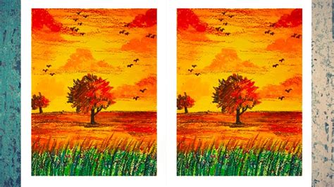 landscape drawing  beginners  oil pastels easy oil pastel