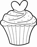 Cupcake Clipart Cake Clip Cup Birthday Coloring Outline Cupcakes Template Drawing Pages Printable Valentine Heart Cliparts Preschool Cakes Color Valentines sketch template