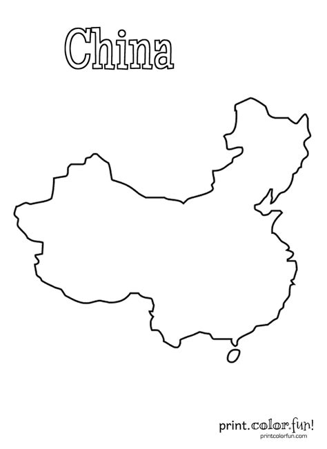 blank map  china coloring page print color fun