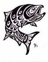 Tattoo Tribal Salmon Fish Native Trout Northwest Drawing Designs American Haida Pacific Indian Tattoos Coloring Wrist Symbolizes Caught Species Every sketch template