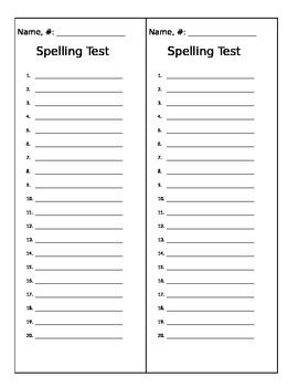 spelling test template  mstalley teachers pay teachers