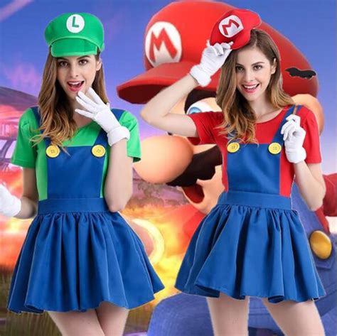 Halloween Super Mario Costume Women Luigi Costume Clothing Sexy Plumber