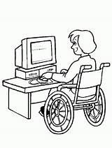 Coloring Pages Disabilities Needs Special Kids People Disability Colouring Children Beperking Computer Wheelchair sketch template