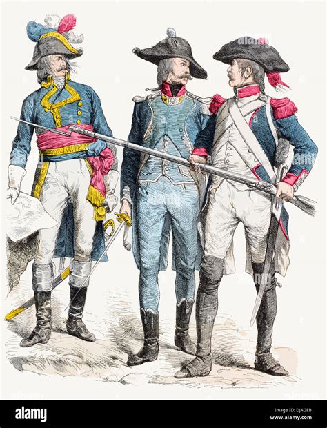 late  century xviii french general  infantry officers stock