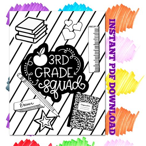 grade coloring page    school teacher color etsy
