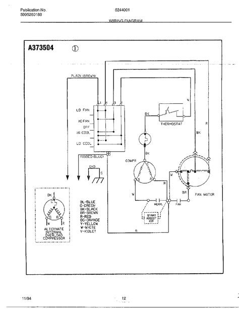 wiring diagram diagram parts list  model  frigidaire parts room air conditioner