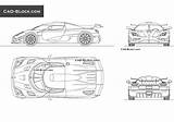 Koenigsegg Cad Block Autocad Car Drawing Cars Dwg Dimensions Plan Blueprints Views Visit Blocks sketch template