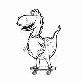 Skateboard Dinosauriers Isolierte Vektoren Kostenlosen sketch template