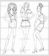 Model Fashion Mannequin Drawing Illustration Drawn Vector Hand Coloring Pages Models Outline Drawings Template Mannequins Draw Sketch Body Color Depositphotos sketch template