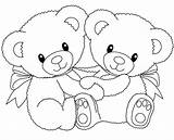 Teddy Bear Coloring Pages Heart Drawing Hug Hugging Holding Clipart Bears Cartoon Two Cute Clip Outline Color Drawings Printable Kid sketch template
