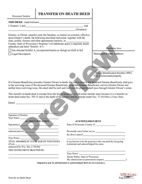 printable wisconsin transfer  death deed form printable forms