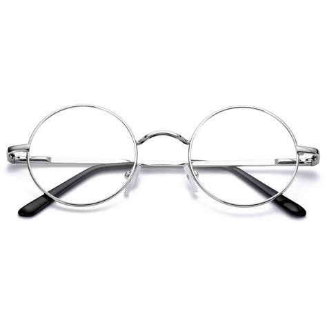 pro acme non prescription clear lens glasses retro small round metal