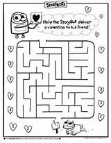 Maze Activity Valentines Sheets Valentine Storybots Coloring Activities Birthday Kids Party Robot Story Pages Bots Help Deliver Storybot Friend Games sketch template