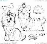 Yorkie Coloring Pages Dogs Brush Bone Food Clipart Dog Bowl Visekart Royalty Cartoon Vector Poo Getcolorings Template sketch template