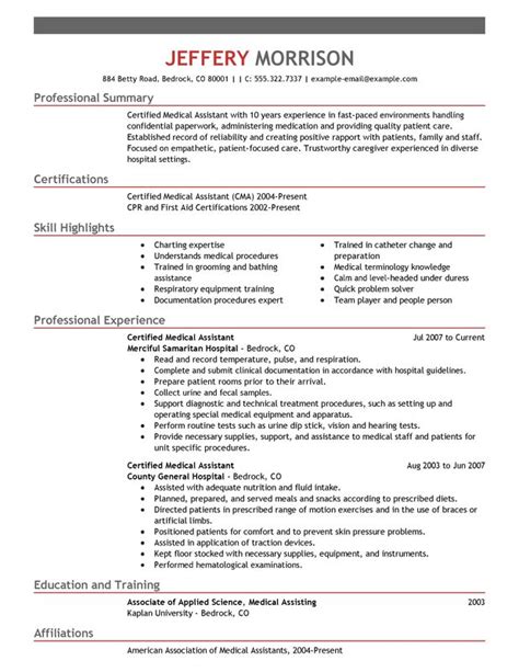 medical assistant resume templates    myperfectresume