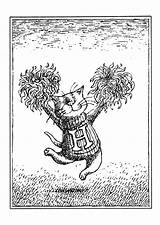 Edward Gorey Cats Dancing Coloring Cards Choose Board sketch template