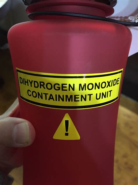 dihydrogen monoxide water bottle label etsy