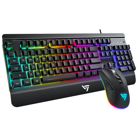 victsing gaming keyboard  mouse combo metallic surfacerainbow