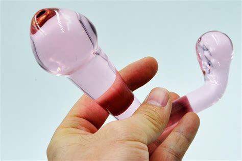 151204 pink pyrex glass g spot dildo penis crystal prostate massager anal butt plug sex toys