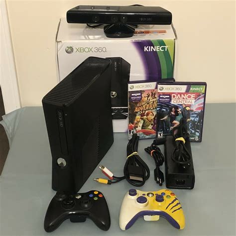 microsoft xbox  slim  kinect  controllers gb hdd console