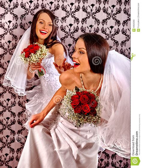 Wedding Lesbians Girl In Bridal Dress Stock Image Image Of Kiss