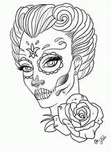 Coloring Skull Pages Sugar Adults Skulls Tattoo Girl Adult Book Detailed Color Drawing Printable Print Female Woman Books Candy Halloween sketch template