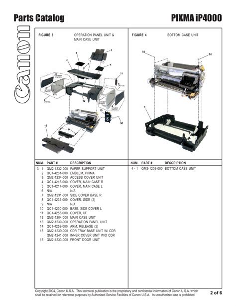 canon pixma ip parts catalog