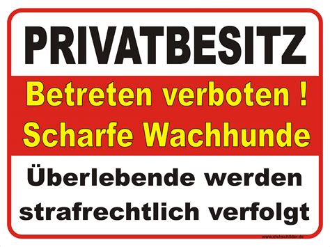 hinweisschild oder aufkleber privatbesitz betreten verboten