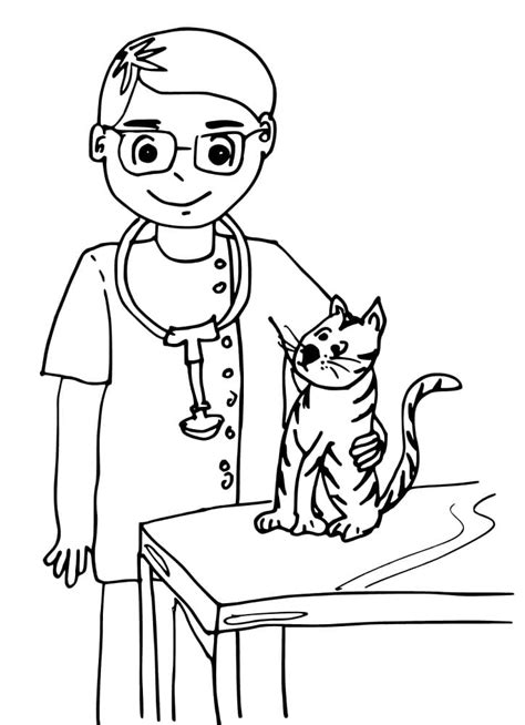 cat veterinarian coloring page  printable coloring pages  kids